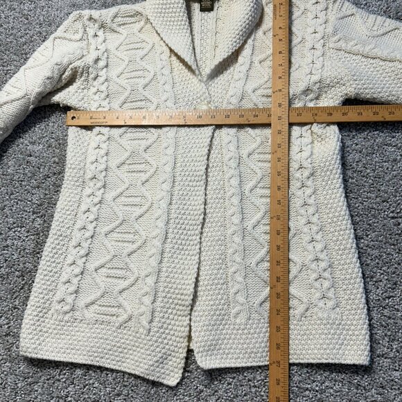 Inis Crafts Aran Knit Cardigan Sweater 100% Merino Wool One Button Closure - Picture 6 of 9